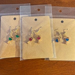 Wineglass earring lot 3 pairs